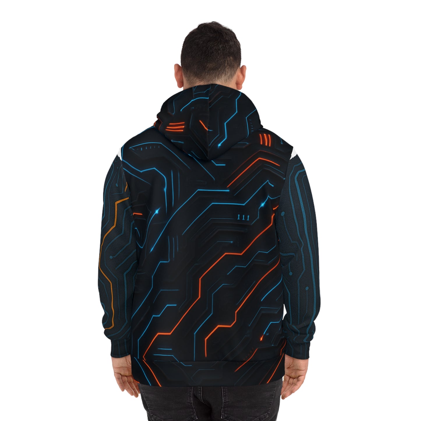Futuristic Circuit Pattern Hoodie - Stylish Tech-Inspired Apparel