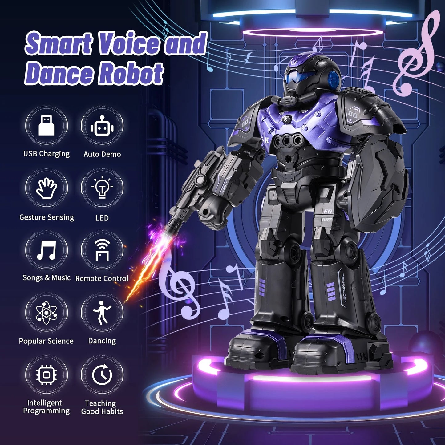 RC Robot Toys, Programmable Remote Control Robot, Interactive Gesture Sensing Robot with Launcher Smart Robot Gift for Boys Girls