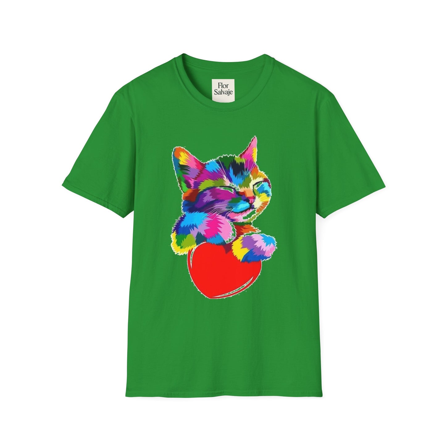 Colorful Cat Love Unisex T-Shirt - Softstyle Design for Animal Lovers