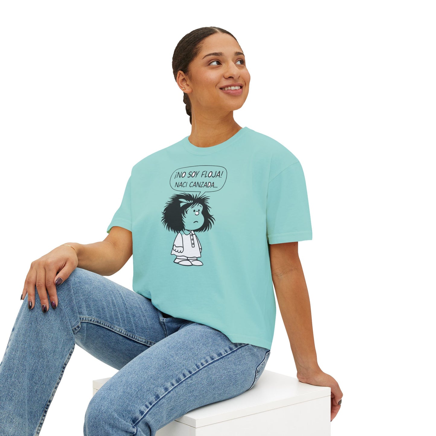 Cute Women's Boxy Tee - '¡NO SOY FLOJA!' Graphic T-Shirt