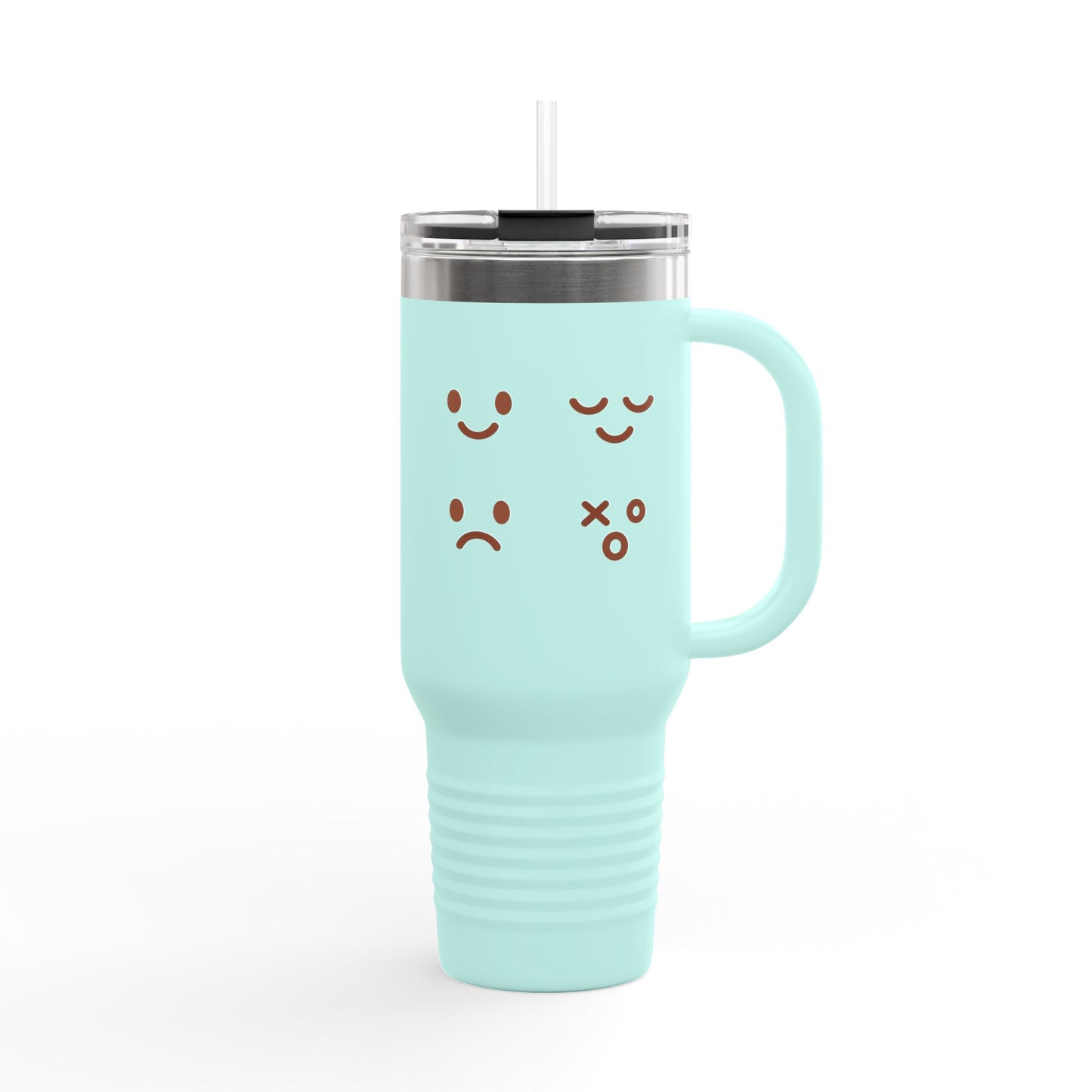 40oz Insulated Travel Mug with Cute Emoji Faces