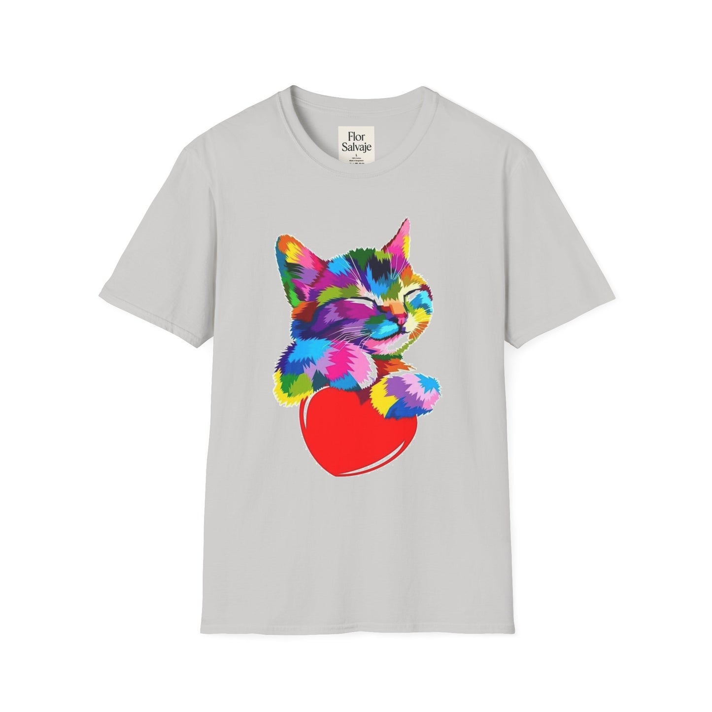 Colorful Cat Love Unisex T-Shirt - Softstyle Design for Animal Lovers