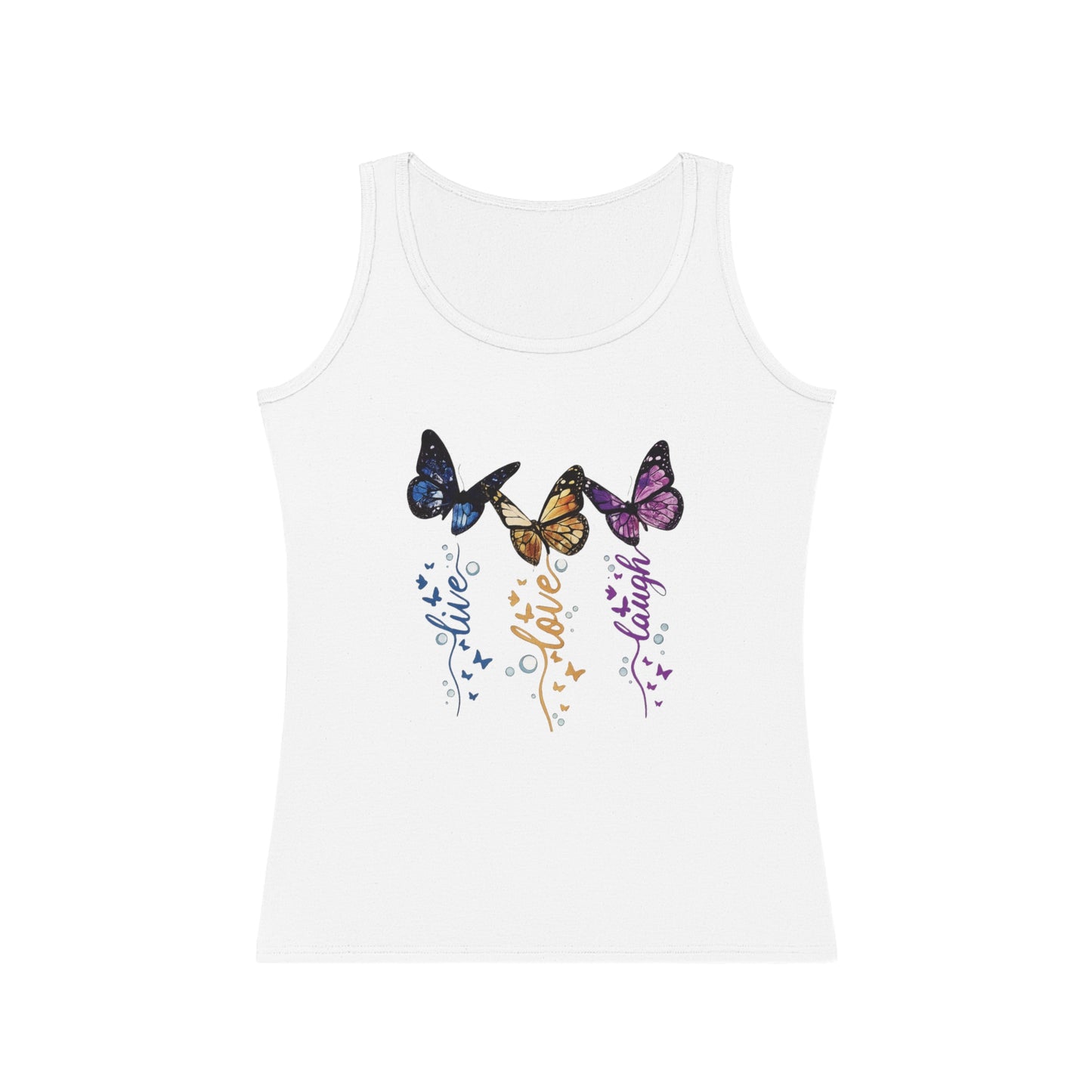Colorful Butterfly Women's Tank Top - Inspirational Live Love Laugh Design, Summer Fashion, Gift for Her, Cute Casual Wear, Nature Lover Tee