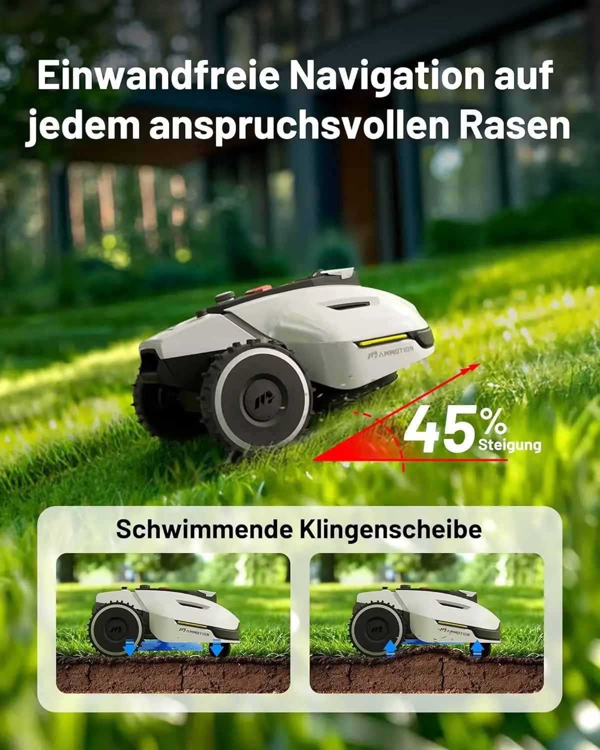 YUKA 1500 Robot Lawn Mower(2024 Version), 3D Vision & RTK Technology Fusion Mapping System for 0.37 Acres Lawn 45% Slope