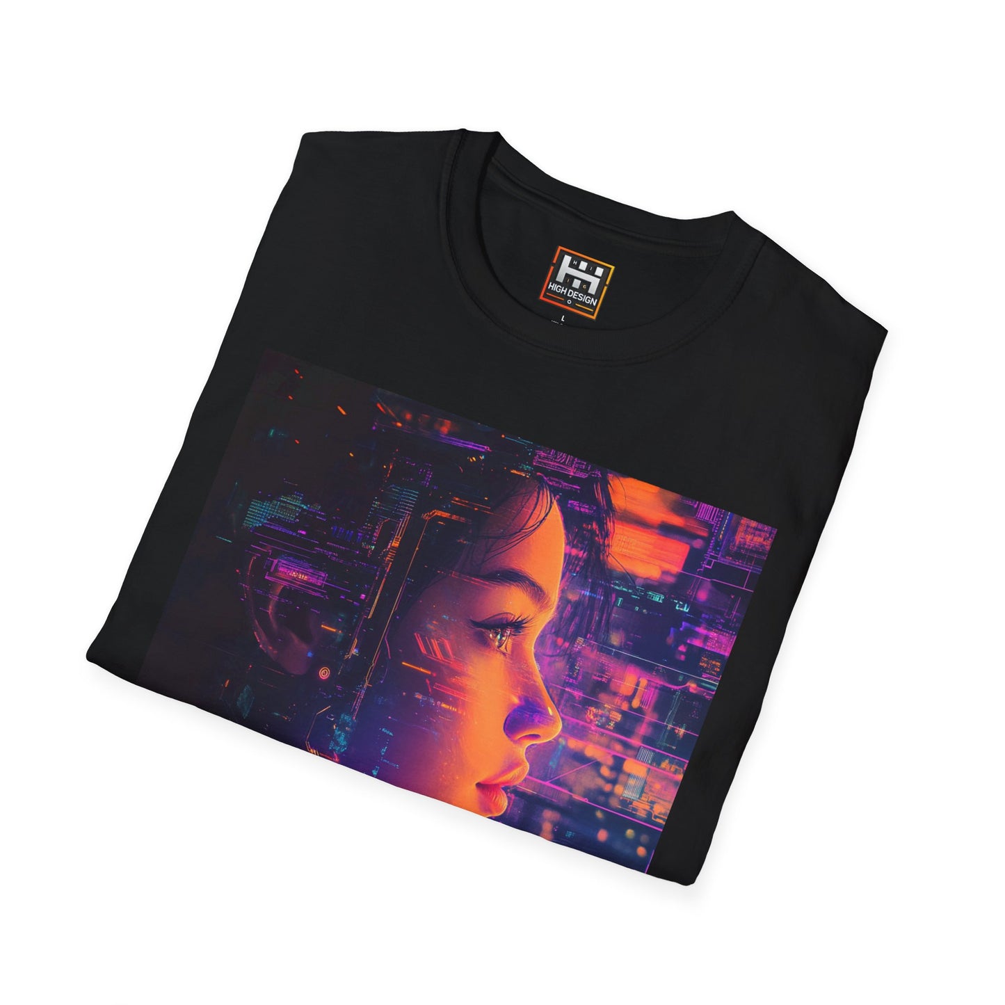 Futuristic Vibe Unisex Softstyle T-Shirt - Cyberpunk Art Design