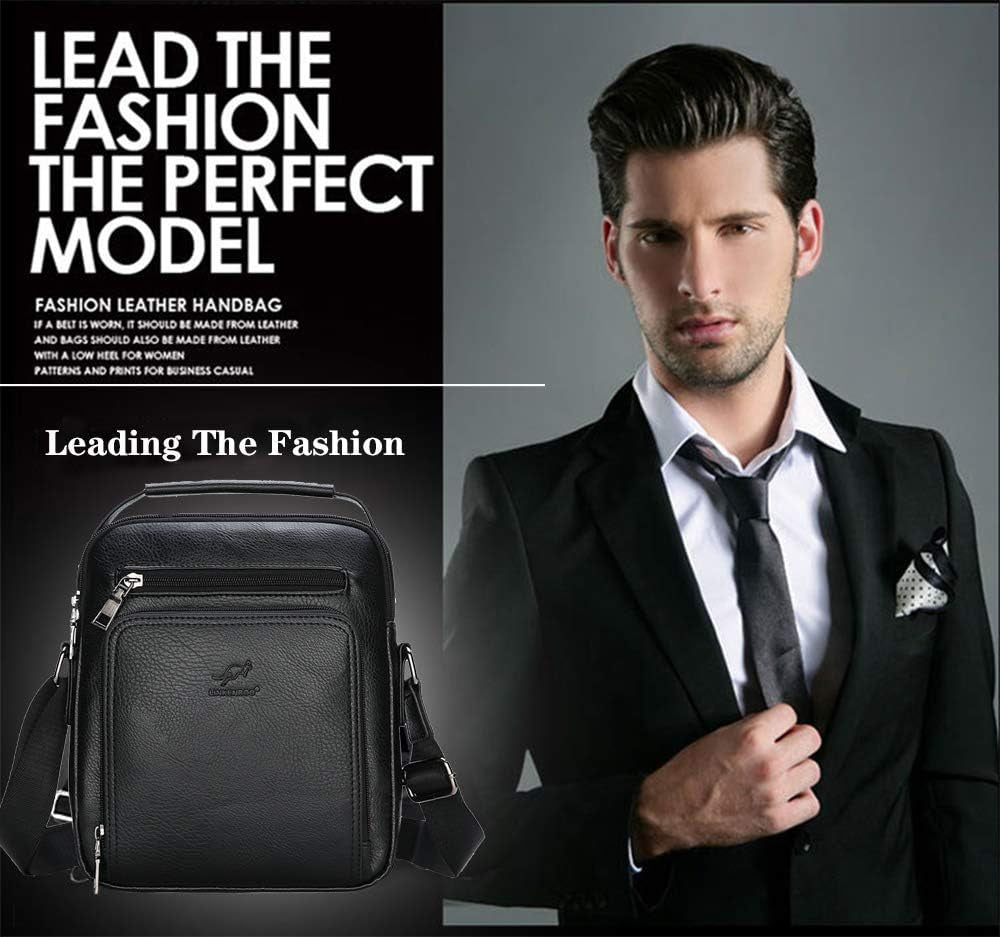 Leather Messenger Bag for Men, Man Purse Crossbody Bag PU Leather Men Zipper Bag, Satchel Shoulder Bag