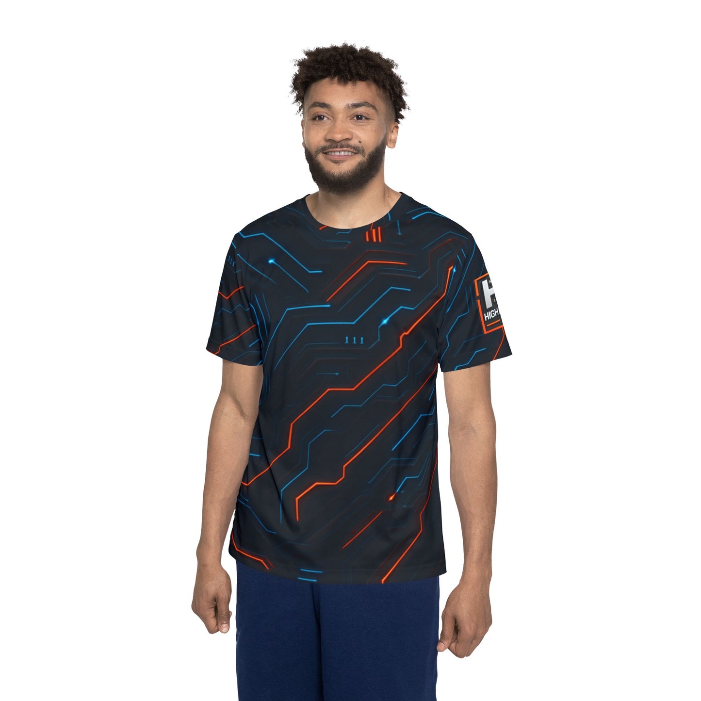 Men's Sports Jersey - Cyber Circuit Design for Gamers & Athletes