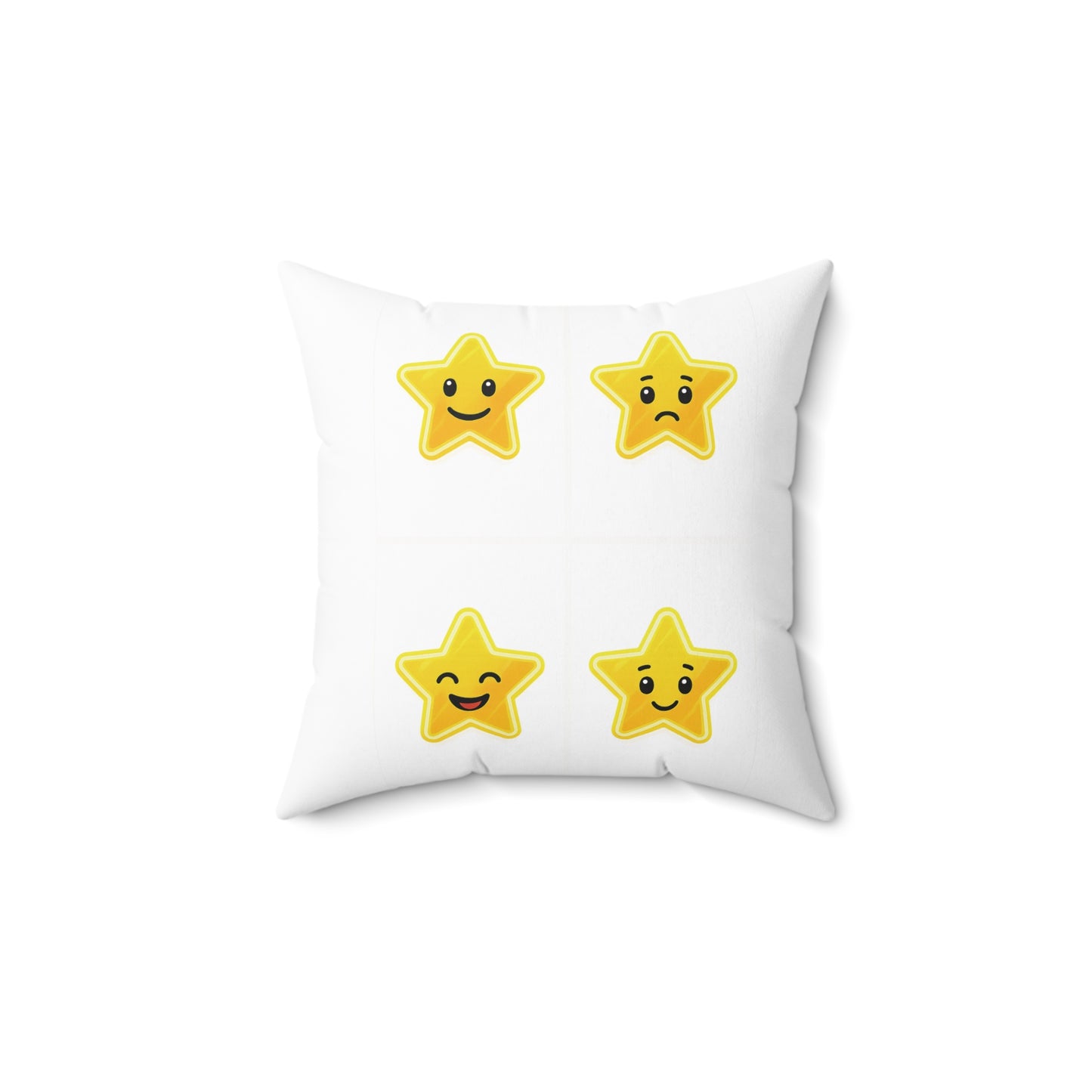 Playful Star Emoji Square Pillow - Fun Home Decor for Kids