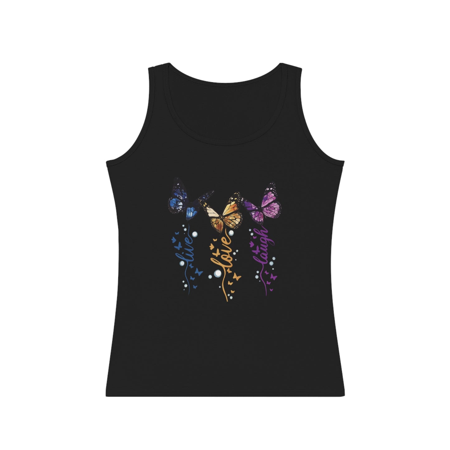 Colorful Butterfly Women's Tank Top - Inspirational Live Love Laugh Design, Summer Fashion, Gift for Her, Cute Casual Wear, Nature Lover Tee