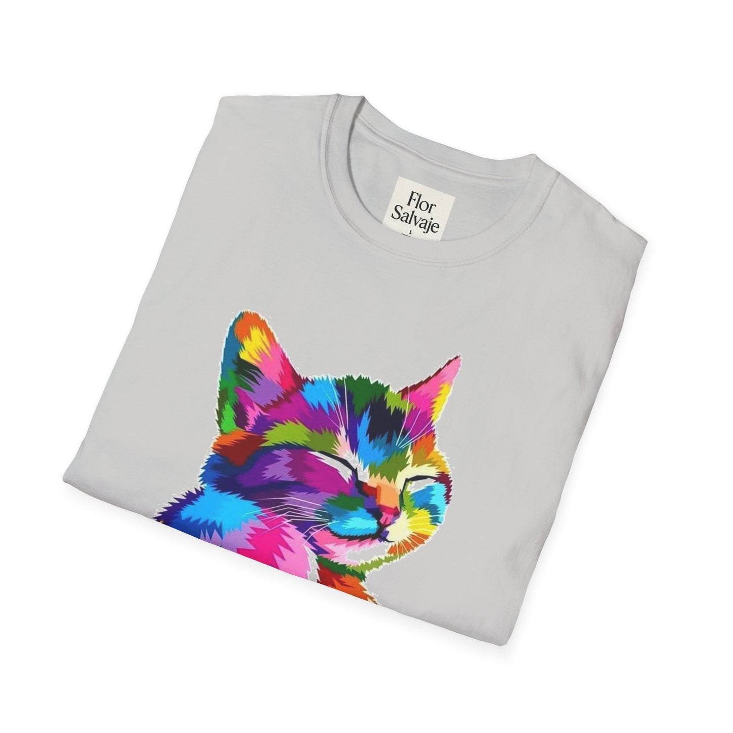 Colorful Cat Love Unisex T-Shirt - Softstyle Design for Animal Lovers