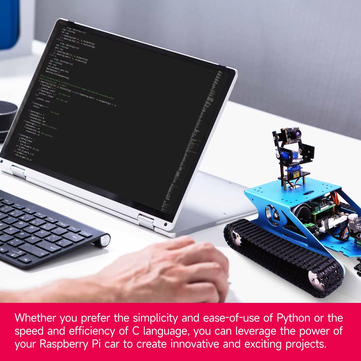 Smart Tank Robot Car Kit for Raspberry Pi 4B DIY Programmable Education with Teens Adults AI Electronic Set Compatible Arduino