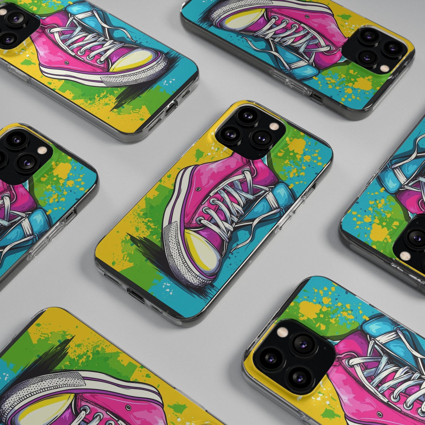 Colorful Sneakers Phone Case - Trendy Soft Phone Cases for Teens, Gifts for Her, Skateboard Accessories, Birthday Present, Fun Tech Gear