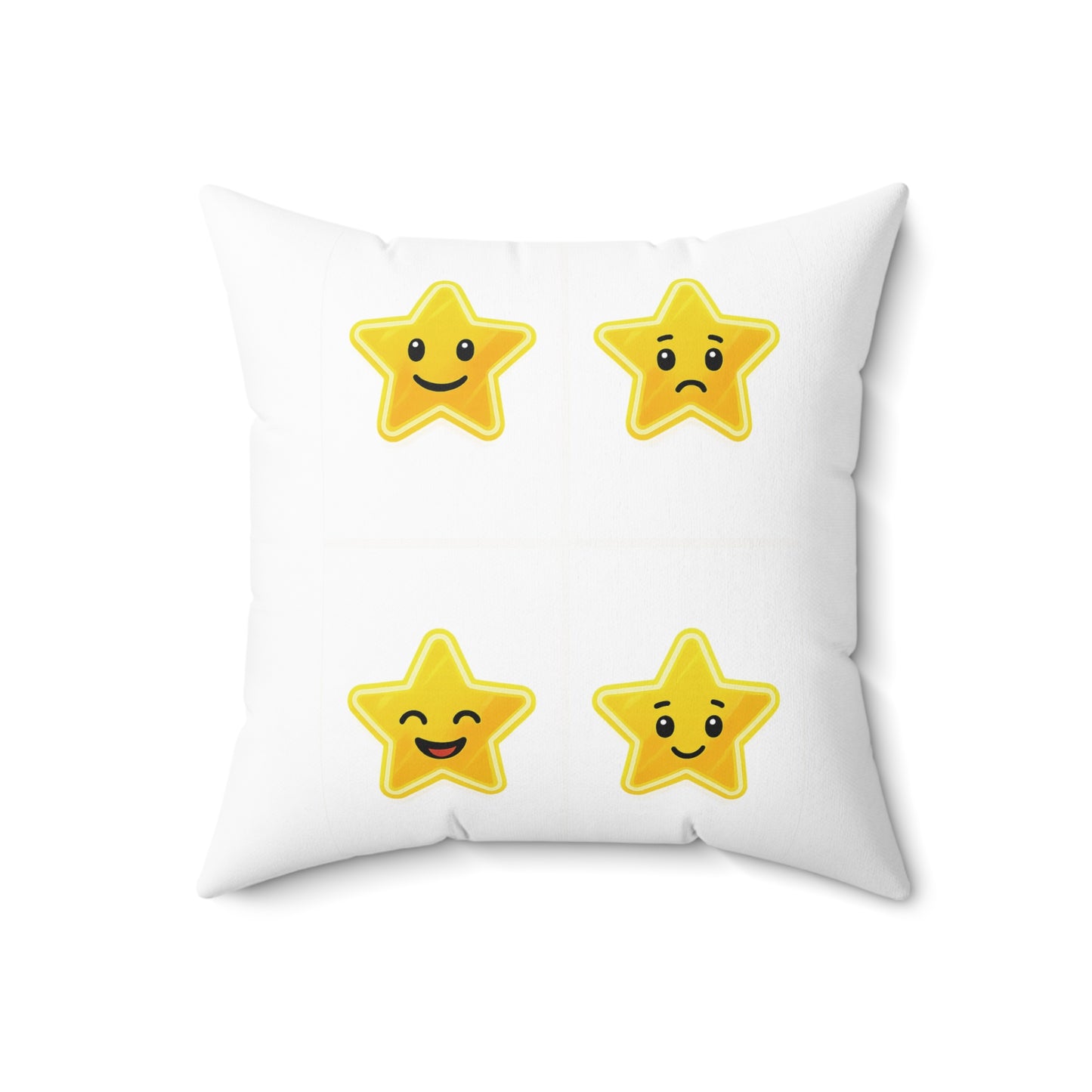 Playful Star Emoji Square Pillow - Fun Home Decor for Kids