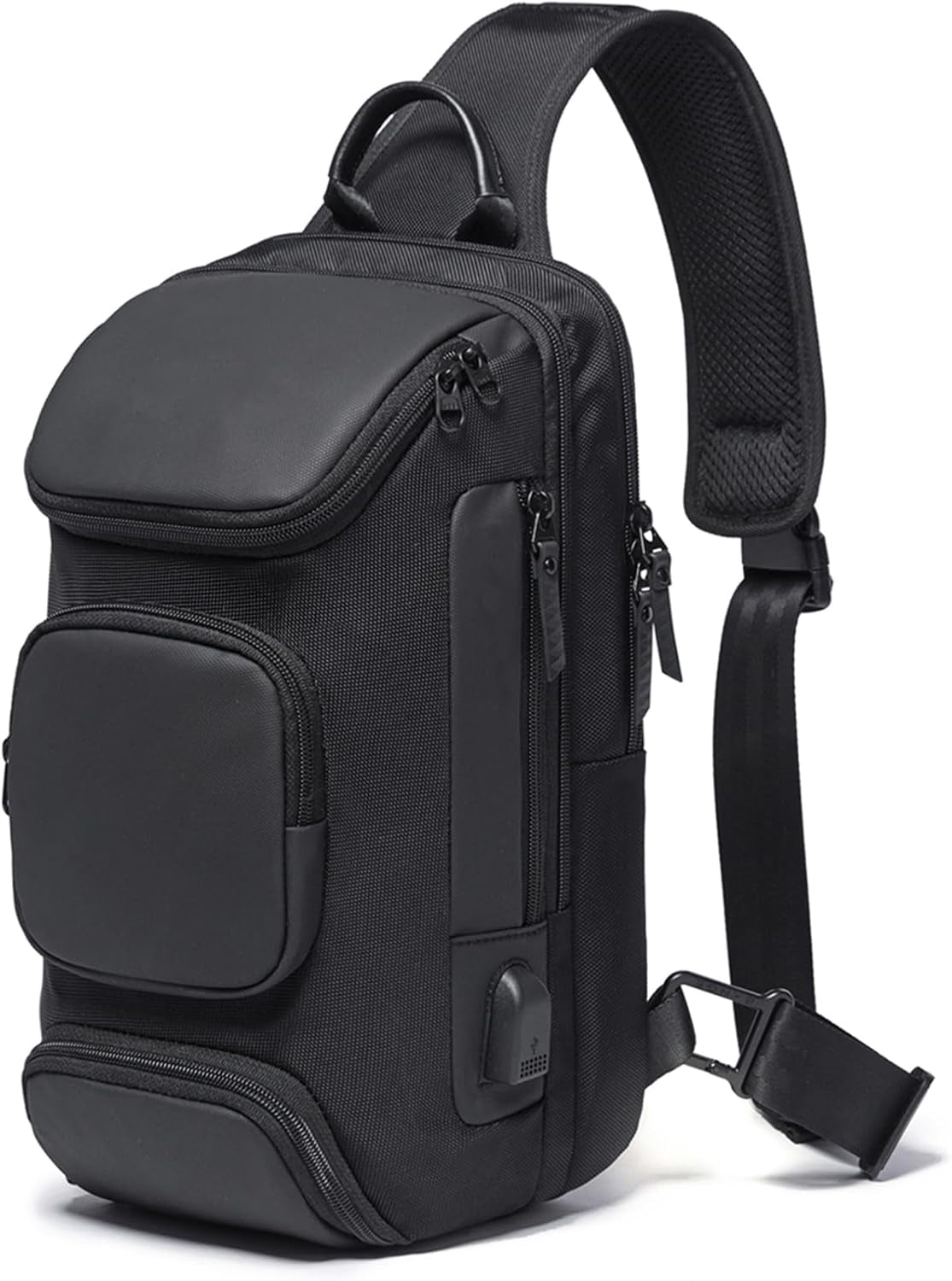 Sling Bag Crossbody for Men, 14.2 Inch anti Theft Waterproof Chest Shoulder Bag with USB Charging Port