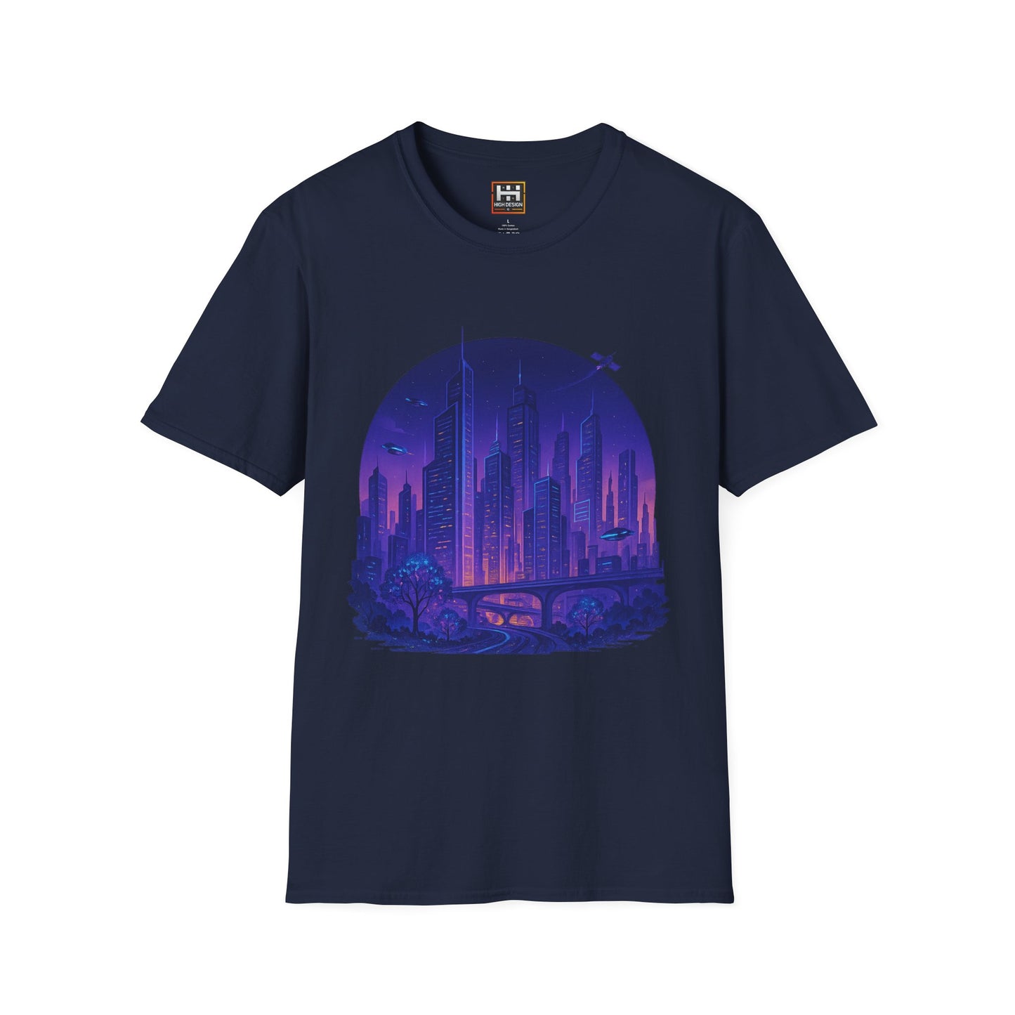 Cityscape Unisex Softstyle T-Shirt | Artistic Urban Design for Everyday Wear