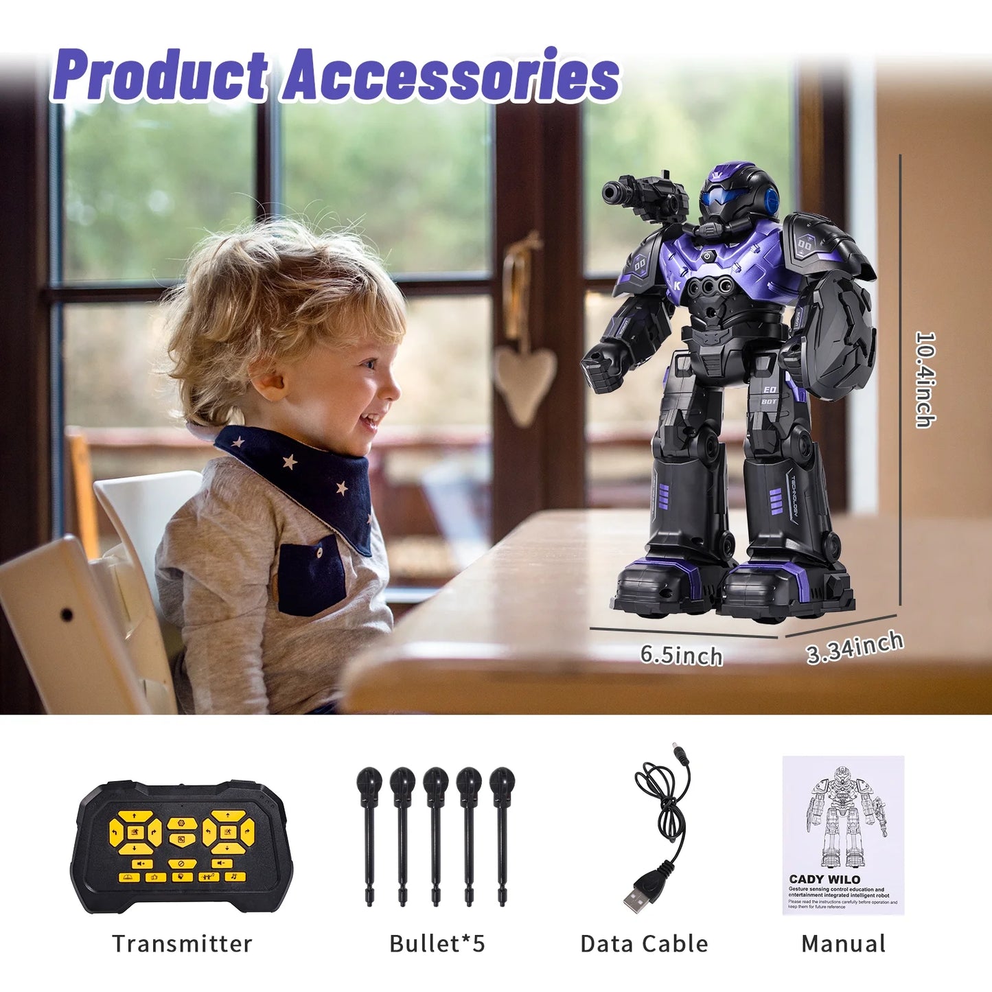 RC Robot Toys, Programmable Remote Control Robot, Interactive Gesture Sensing Robot with Launcher Smart Robot Gift for Boys Girls