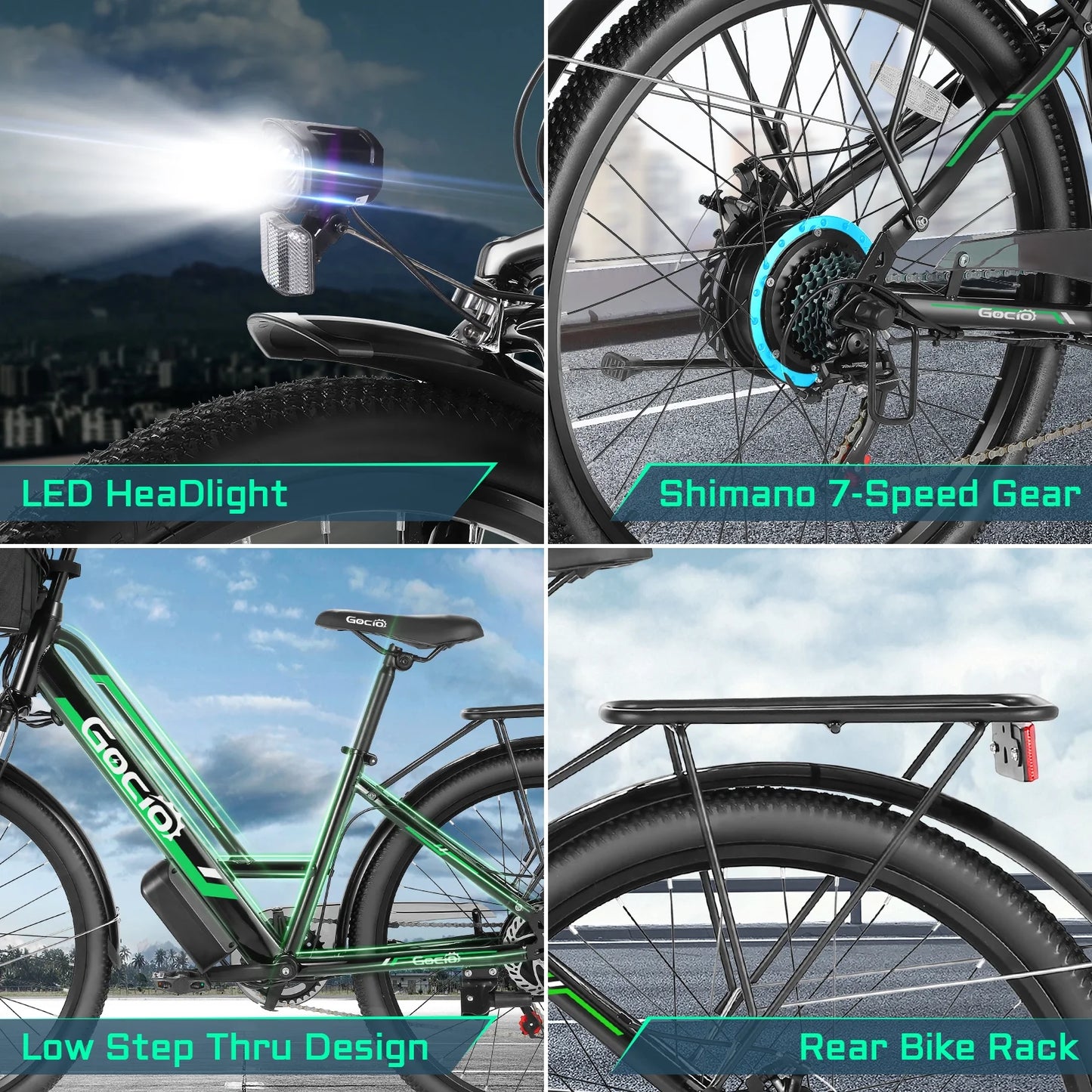 500W 26" Electric Bike 48V Removable Battery Electric Bicycle for Adults, 19.8Mph Cruiser Ebike, Electric Commuter Bike Low Step Frame, Shimano 7 Speed for Men Women Senior UL2849