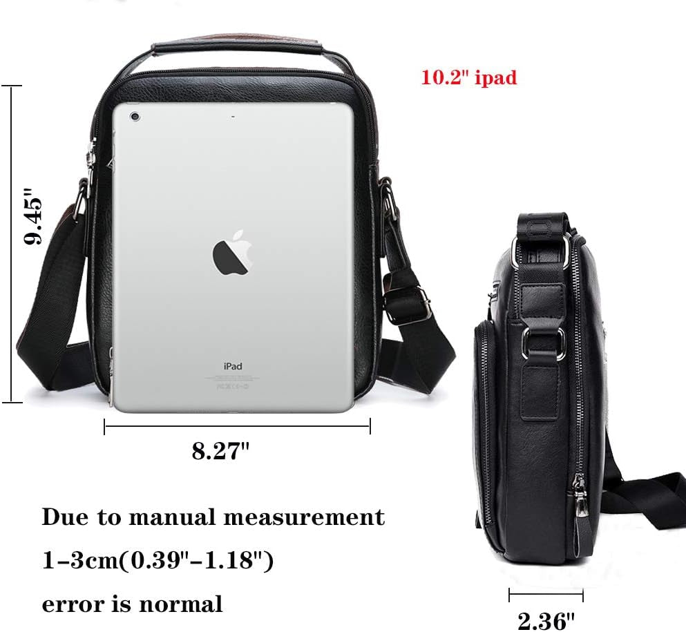 Leather Messenger Bag for Men, Man Purse Crossbody Bag PU Leather Men Zipper Bag, Satchel Shoulder Bag