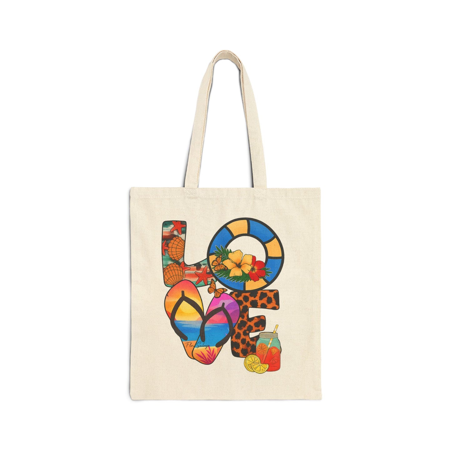 Colorful Love Canvas Tote Bag - Beach Bag, Shopping Tote, Eco-Friendly Gift, Summer Accessory, Art Print Carryall