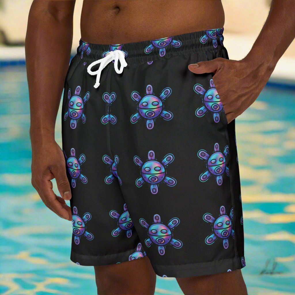 Vibrant Cat Theme Unisex Swim Shorts, Beachwear, Summer Essentials, Pool Party Gear, Gift for Cat Lovers
