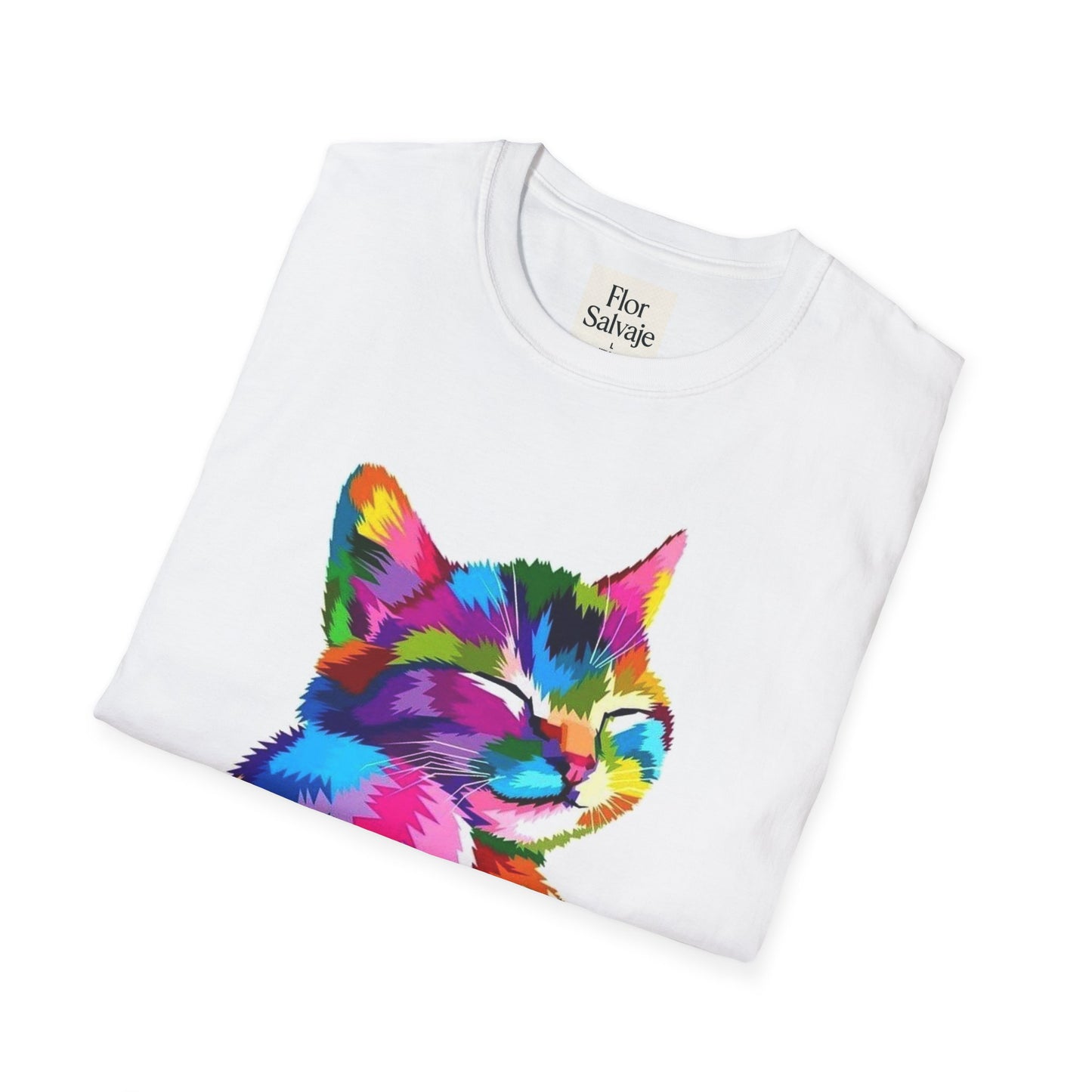 Colorful Cat Love Unisex T-Shirt - Softstyle Design for Animal Lovers