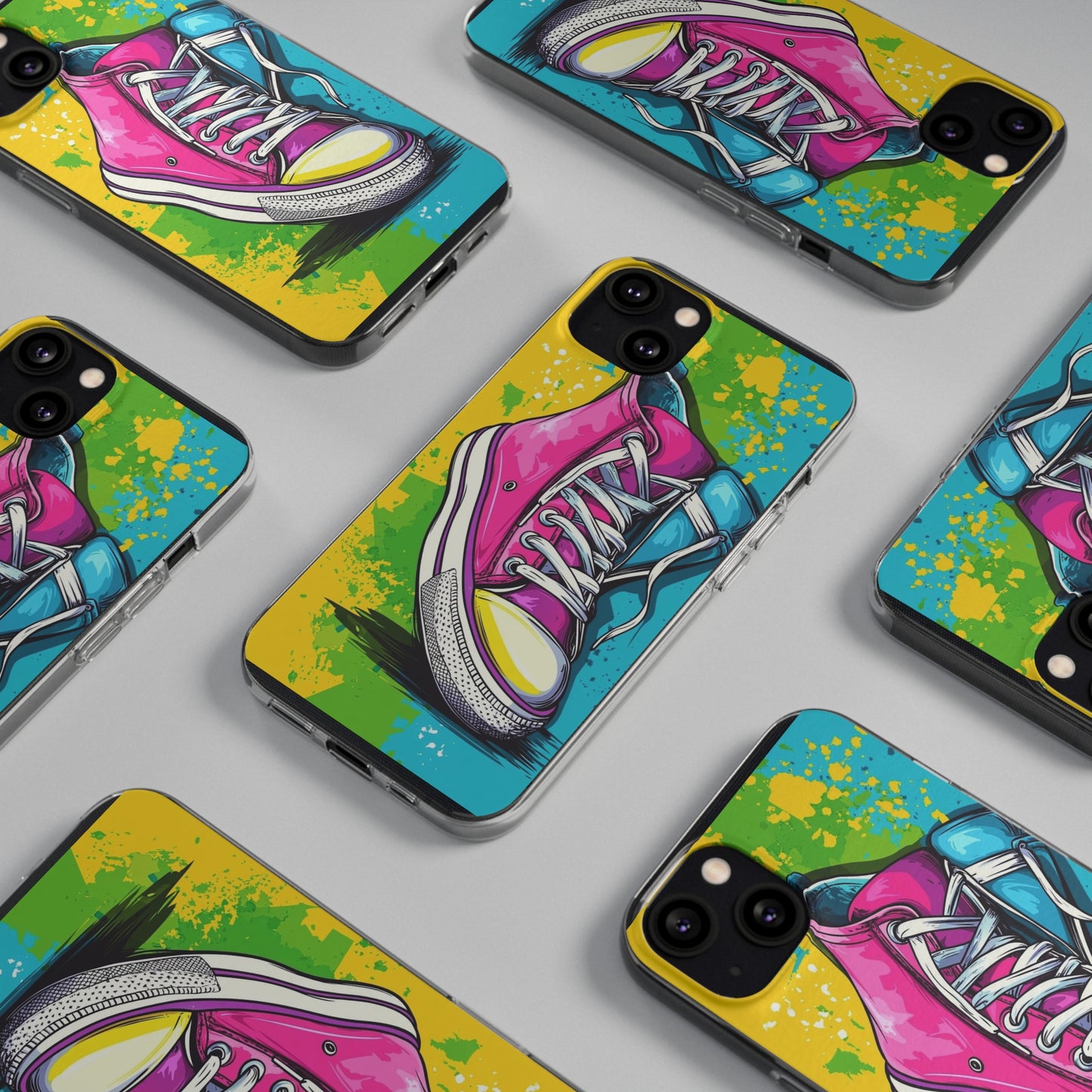 Colorful Sneakers Phone Case - Trendy Soft Phone Cases for Teens, Gifts for Her, Skateboard Accessories, Birthday Present, Fun Tech Gear