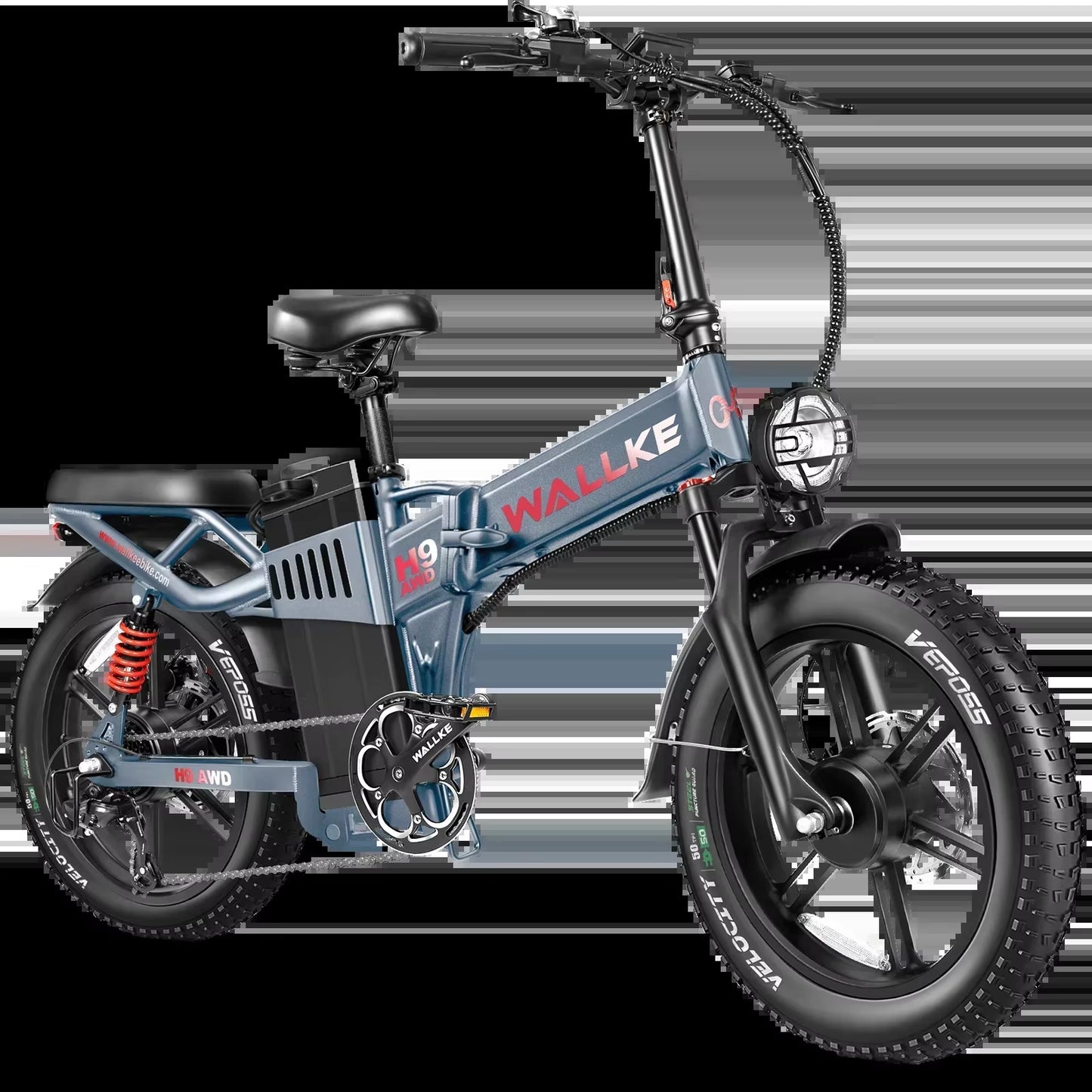 WALLKE H9 AWD Electric Bike 2000W Dual Motor Foldable E-Bike 40Ah/60Ah Electric Mountain Bike 20" Fat Tire City Commuter Ebike