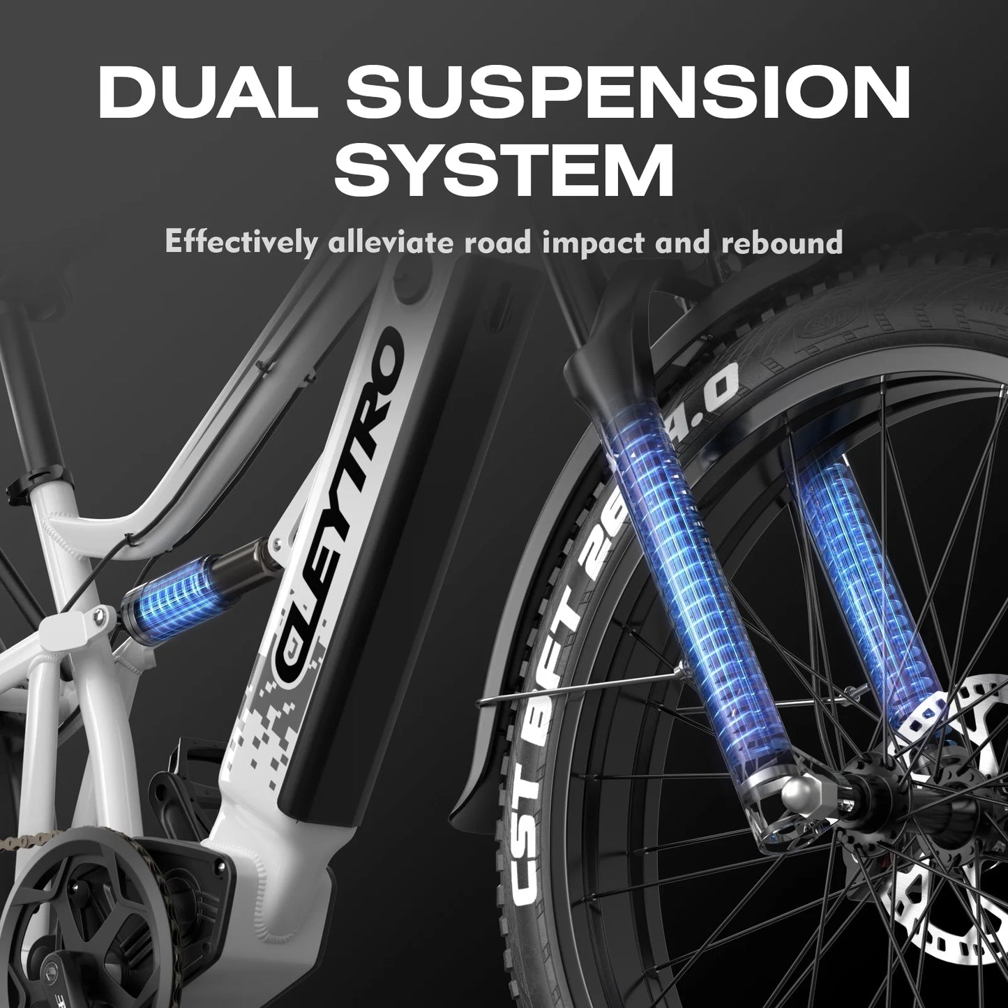 26 Inch Electric Bike for Adults, 750W Folding Fat Tire Bikes, 52V Ebike 19Ah Removable Li-Ion Battery 7-Speed