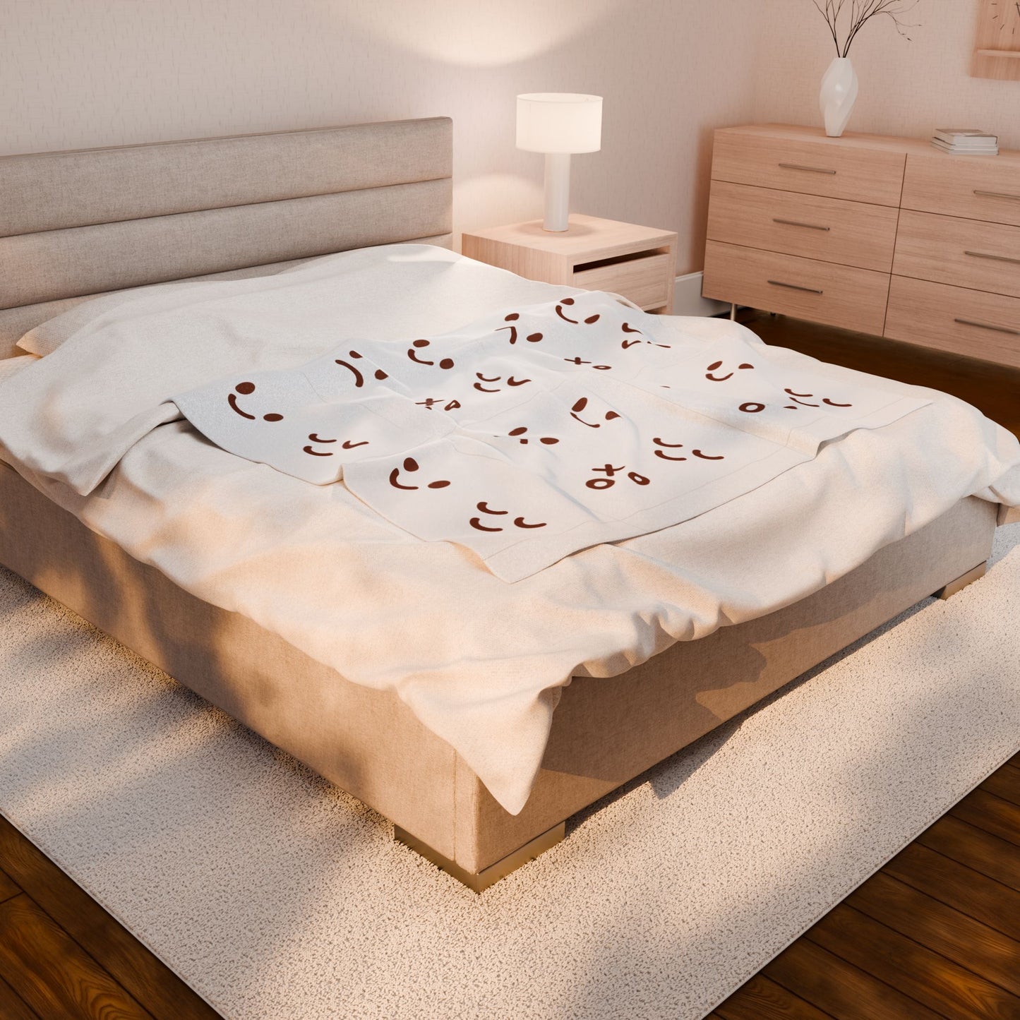 Cozy Velveteen Plush Blanket with Playful Expressions