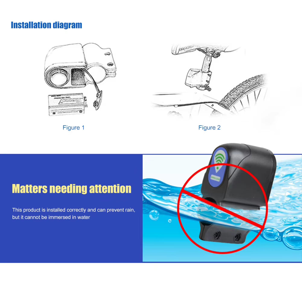 1-3PCS Anti-Theft Bike Lock Cycling Security Lock Wireless Remote Control Alarm Electric Bicycle Alarm Cycling Equipment