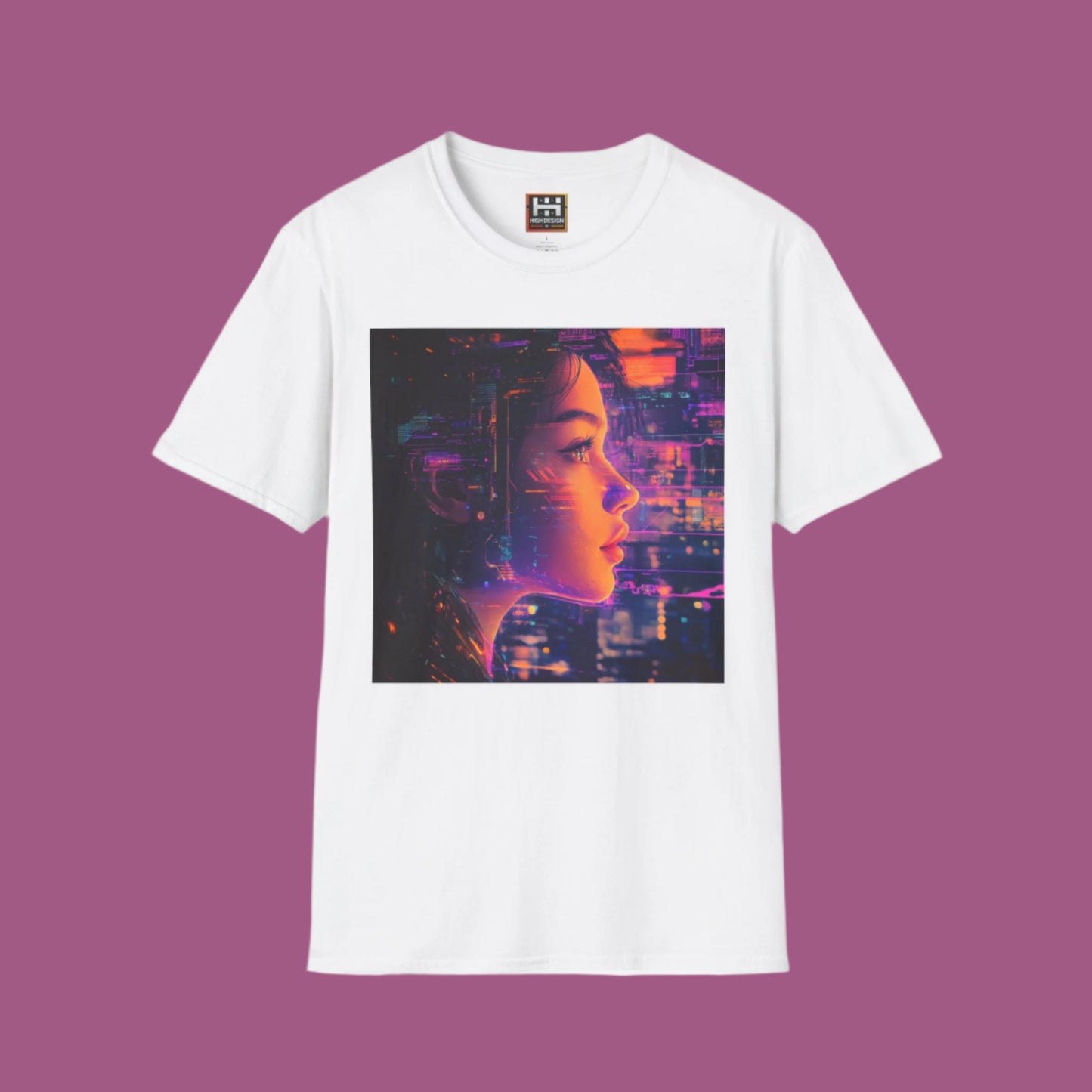 Futuristic Vibe Unisex Softstyle T-Shirt - Cyberpunk Art Design