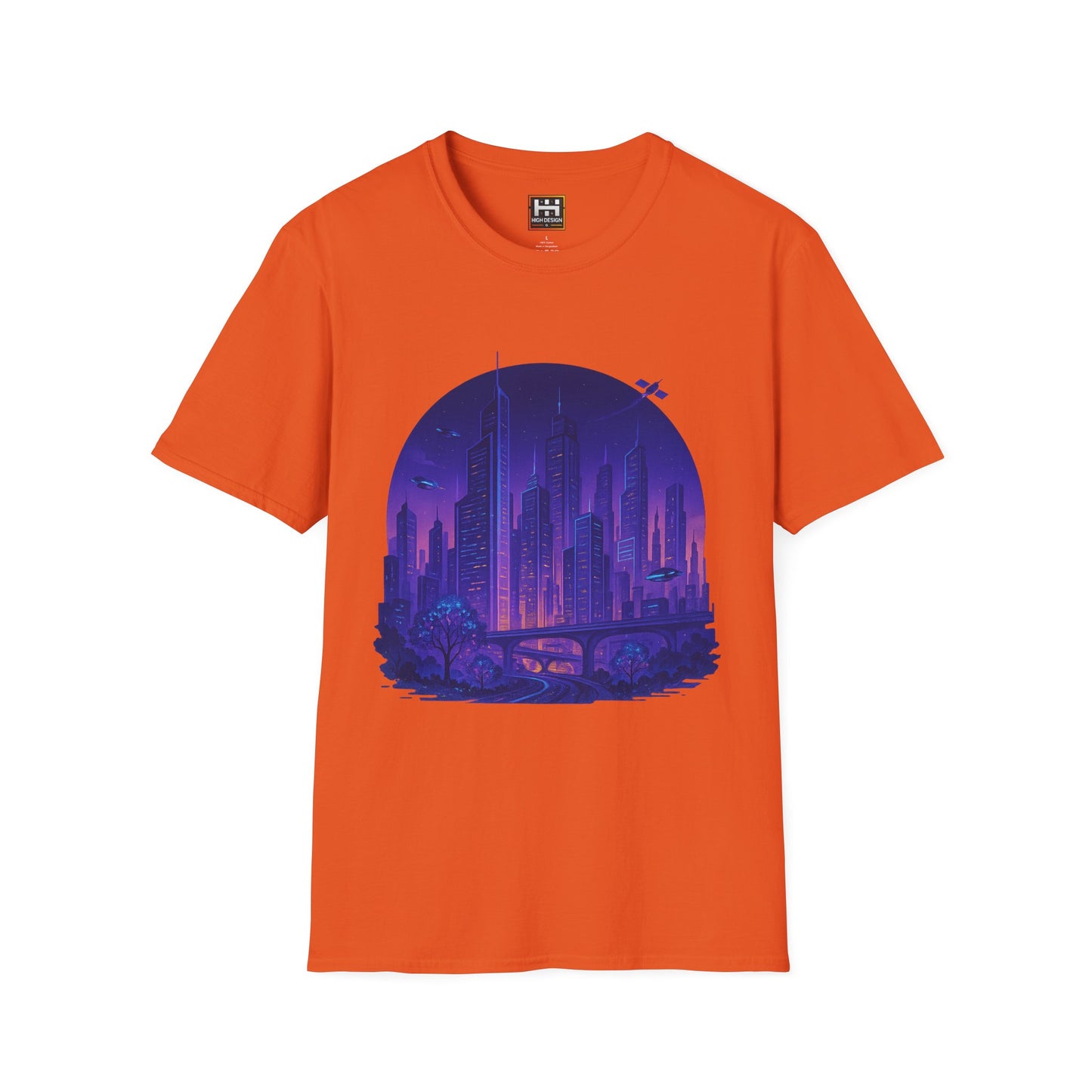 Cityscape Unisex Softstyle T-Shirt | Artistic Urban Design for Everyday Wear