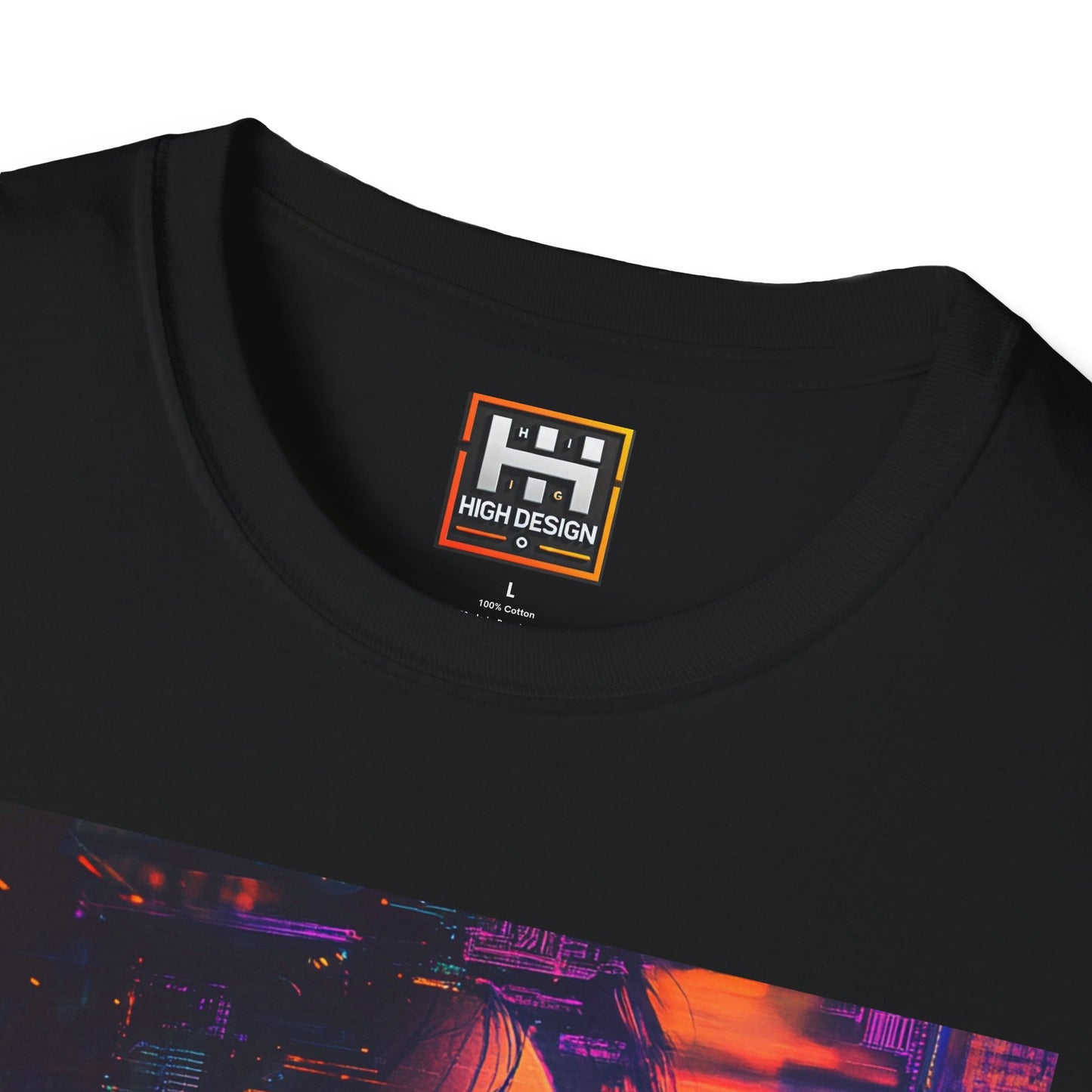 Futuristic Vibe Unisex Softstyle T-Shirt - Cyberpunk Art Design