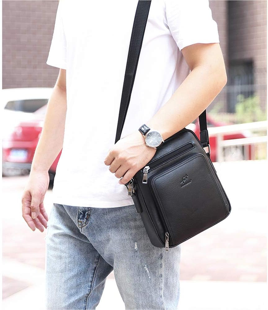 Leather Messenger Bag for Men, Man Purse Crossbody Bag PU Leather Men Zipper Bag, Satchel Shoulder Bag