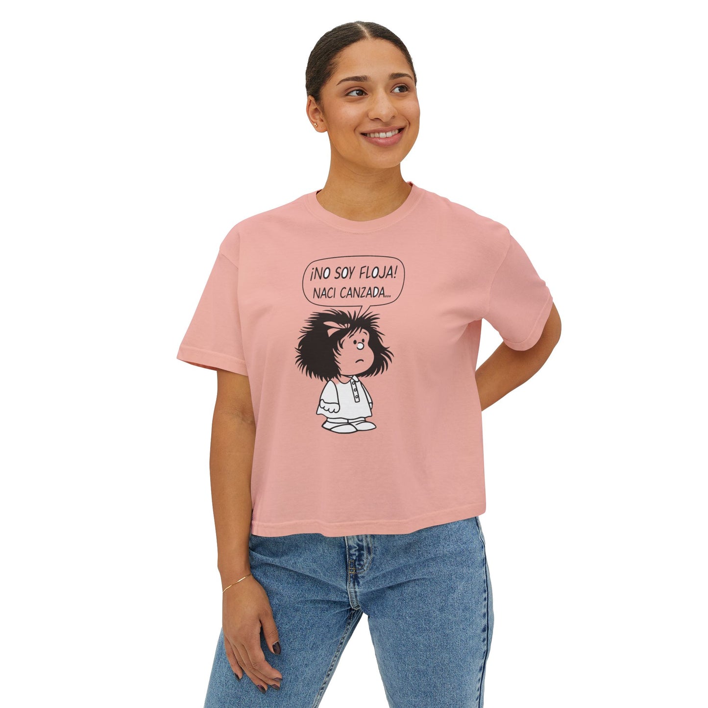 Cute Women's Boxy Tee - '¡NO SOY FLOJA!' Graphic T-Shirt