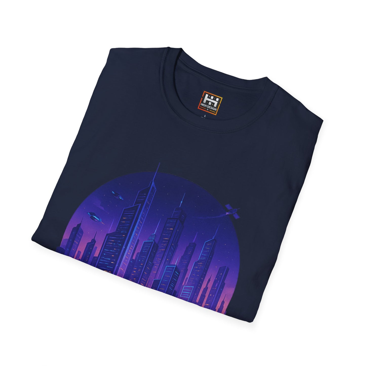 Cityscape Unisex Softstyle T-Shirt | Artistic Urban Design for Everyday Wear