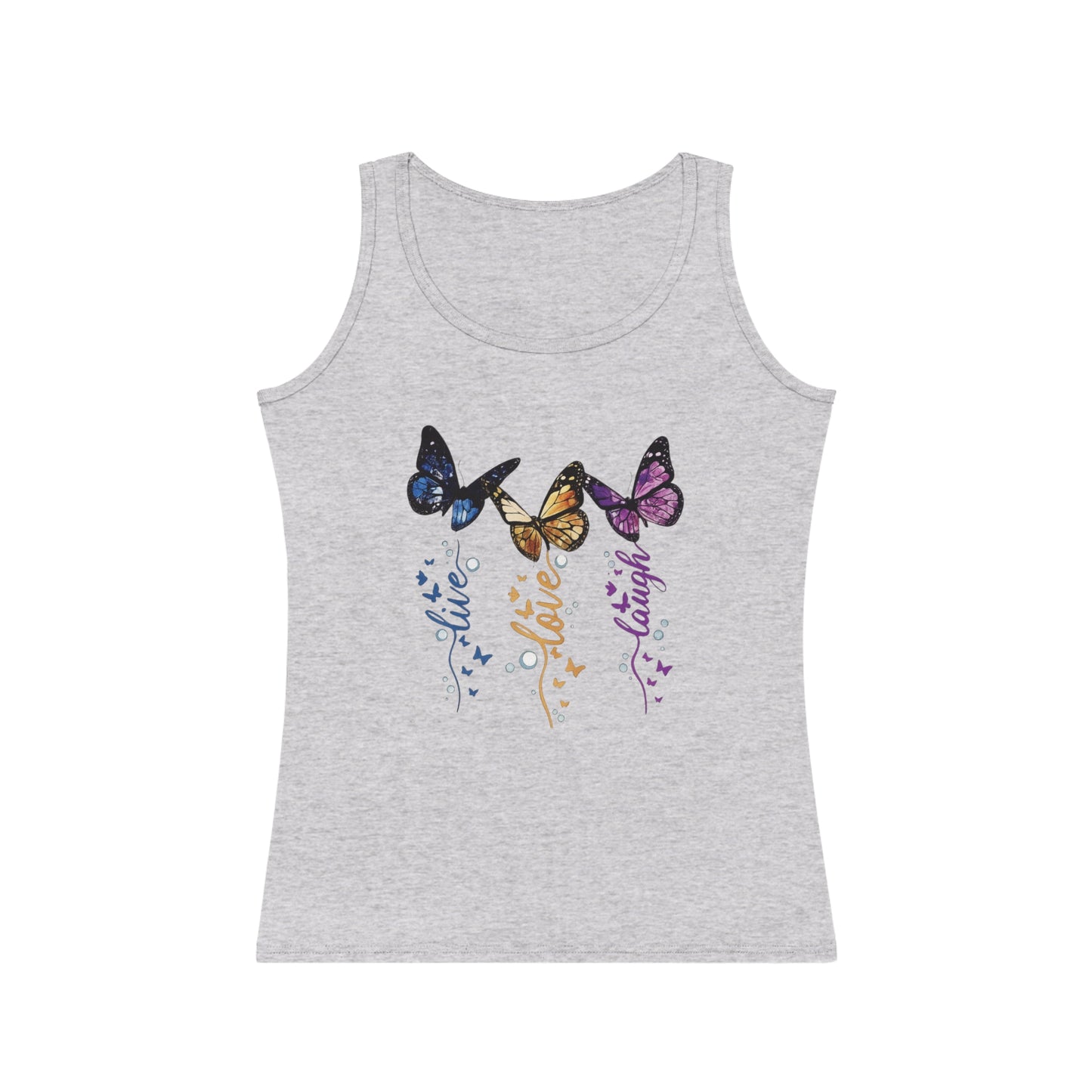 Colorful Butterfly Women's Tank Top - Inspirational Live Love Laugh Design, Summer Fashion, Gift for Her, Cute Casual Wear, Nature Lover Tee