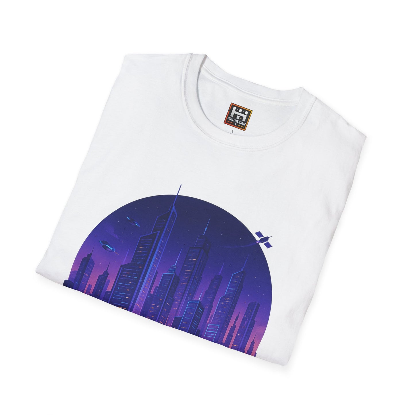 Cityscape Unisex Softstyle T-Shirt | Artistic Urban Design for Everyday Wear