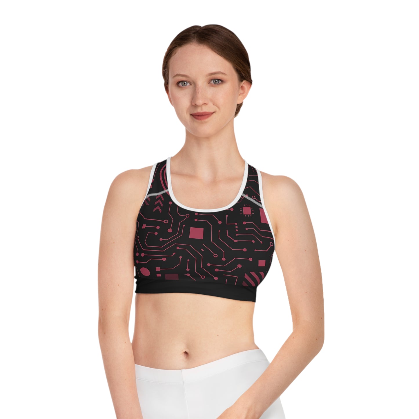 Futuristic Circuit Sports Bra, Athletic Wear, Fitness Apparel, Workout Gear, Trendy Activewear, Unique Gift for Her