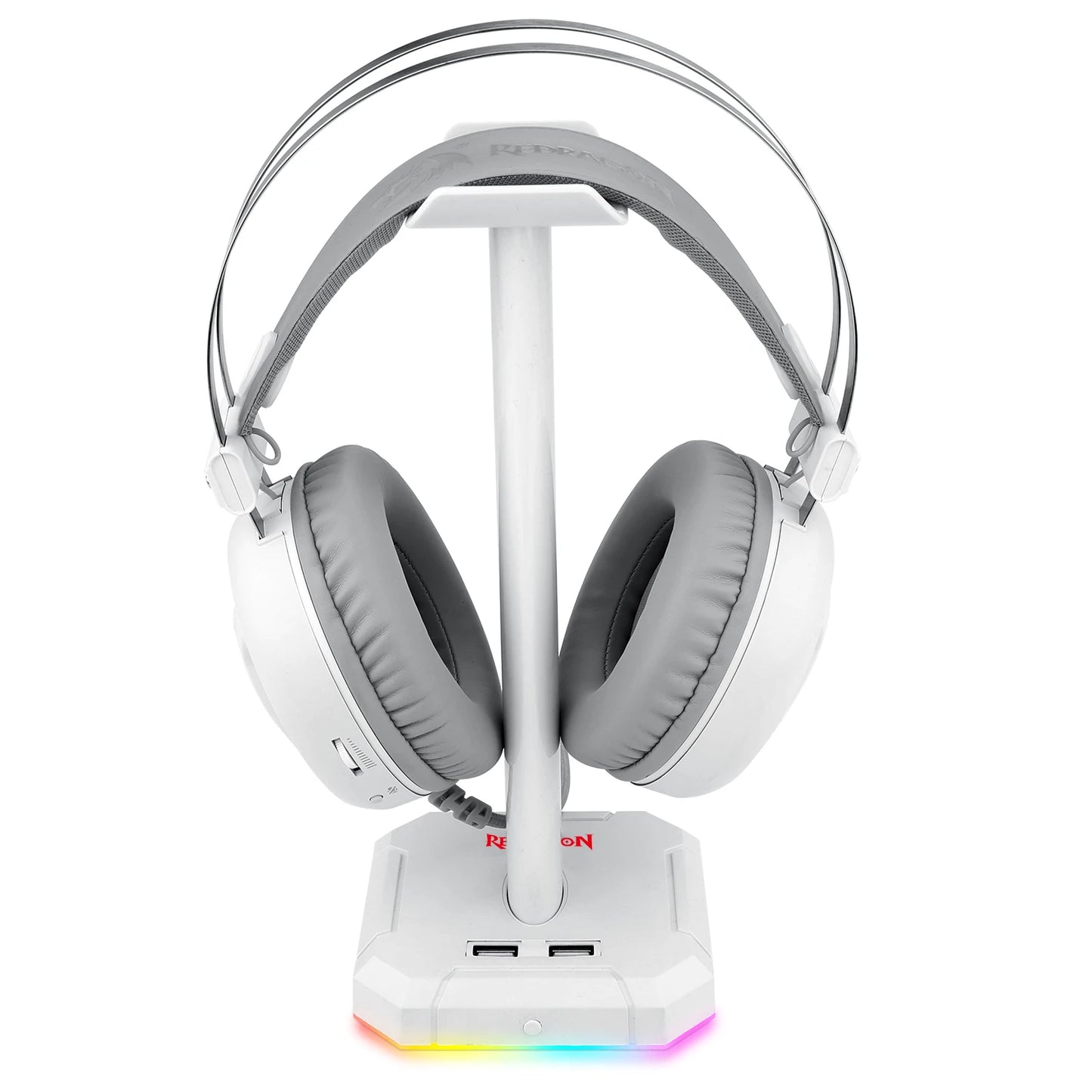 Stand RGB Backlit Aluminum Supporting Bar Non-Slip Solid Rubber Base 4X USB 2.0 for All Headphones