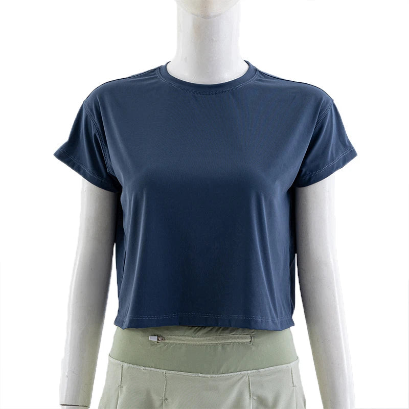 Women's Workout Crop Tops Short Sleeve Yoga Shirts