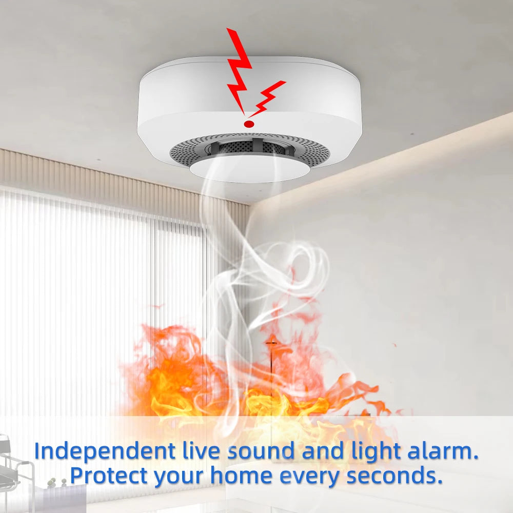 Independent Smoke Detector Sensor For Home Warehouse Security Smart Smoke Fire Alarm