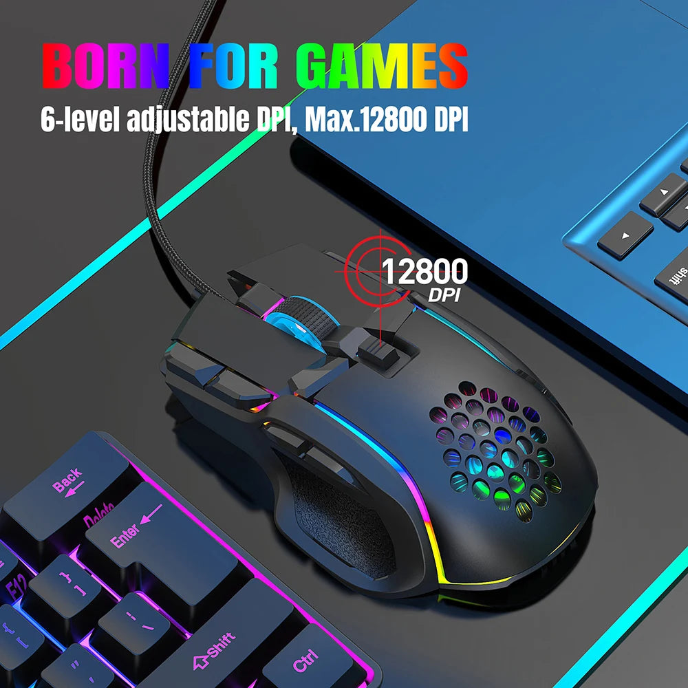 RGB Backlight Mause Gamer 10 Buttons Programming 7200dpi