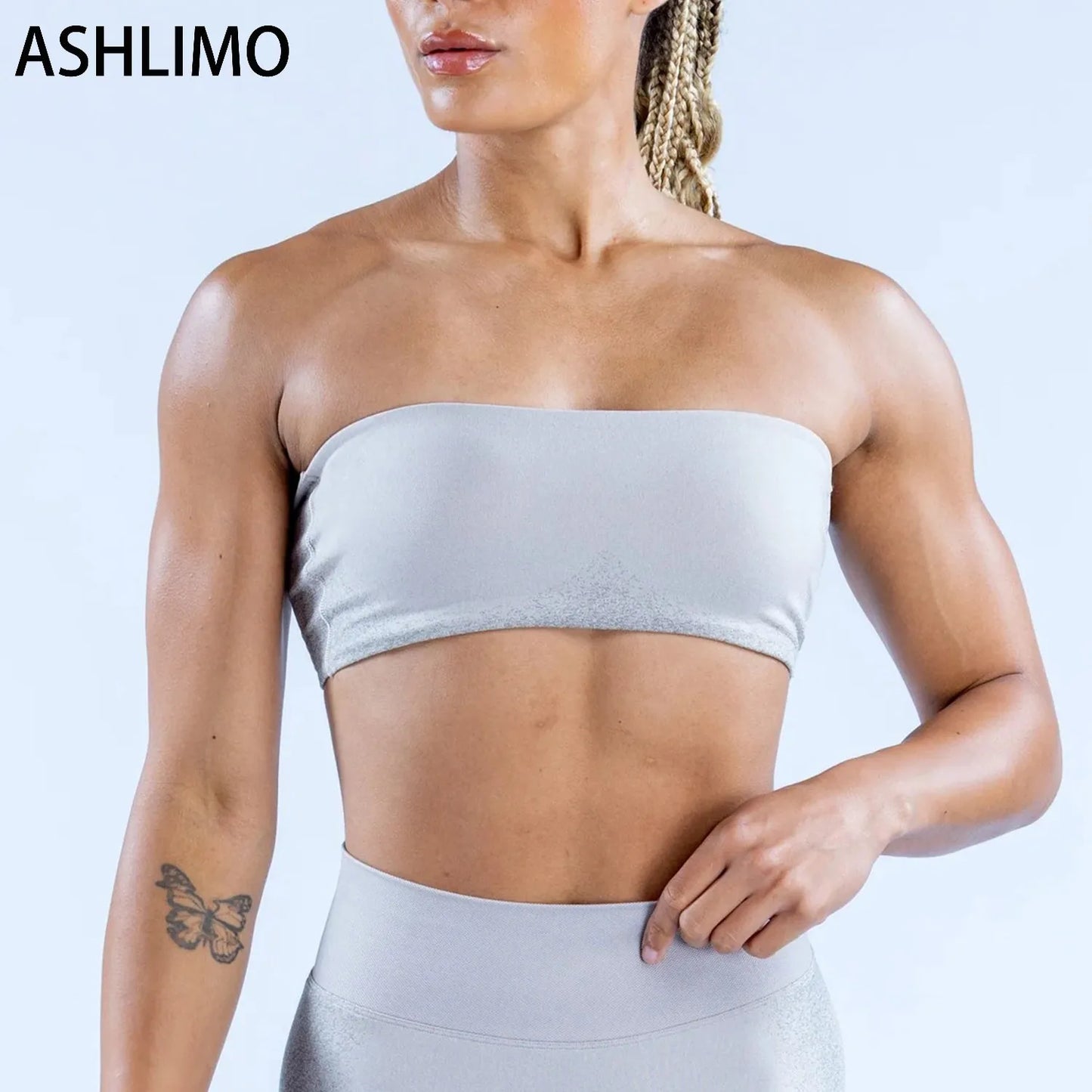 Bandeau Bra Sports Padded Crop Top Push-up Workout