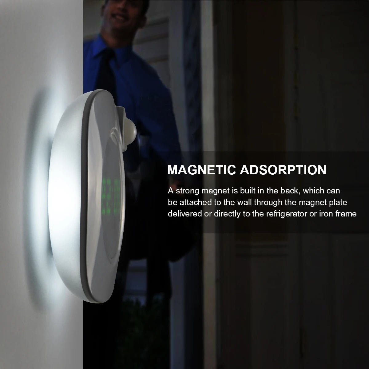 Smart Home LED Clock 360° Auto-Rotate Time Display Motion Sensor