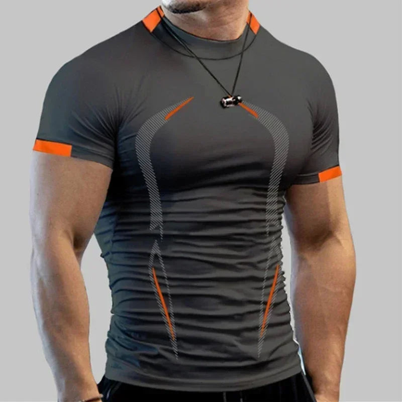 Summer Bodybuilding Sport Tops Men Quick Dry Fitness Gym T Shirt Short Sleeve Training Tee Compression Running Tshirt Sportswear