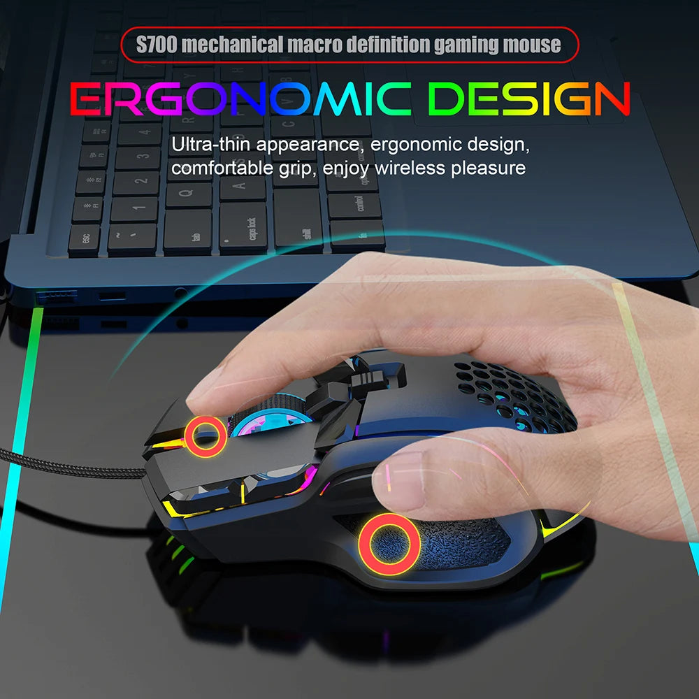 RGB Backlight Mause Gamer 10 Buttons Programming 7200dpi