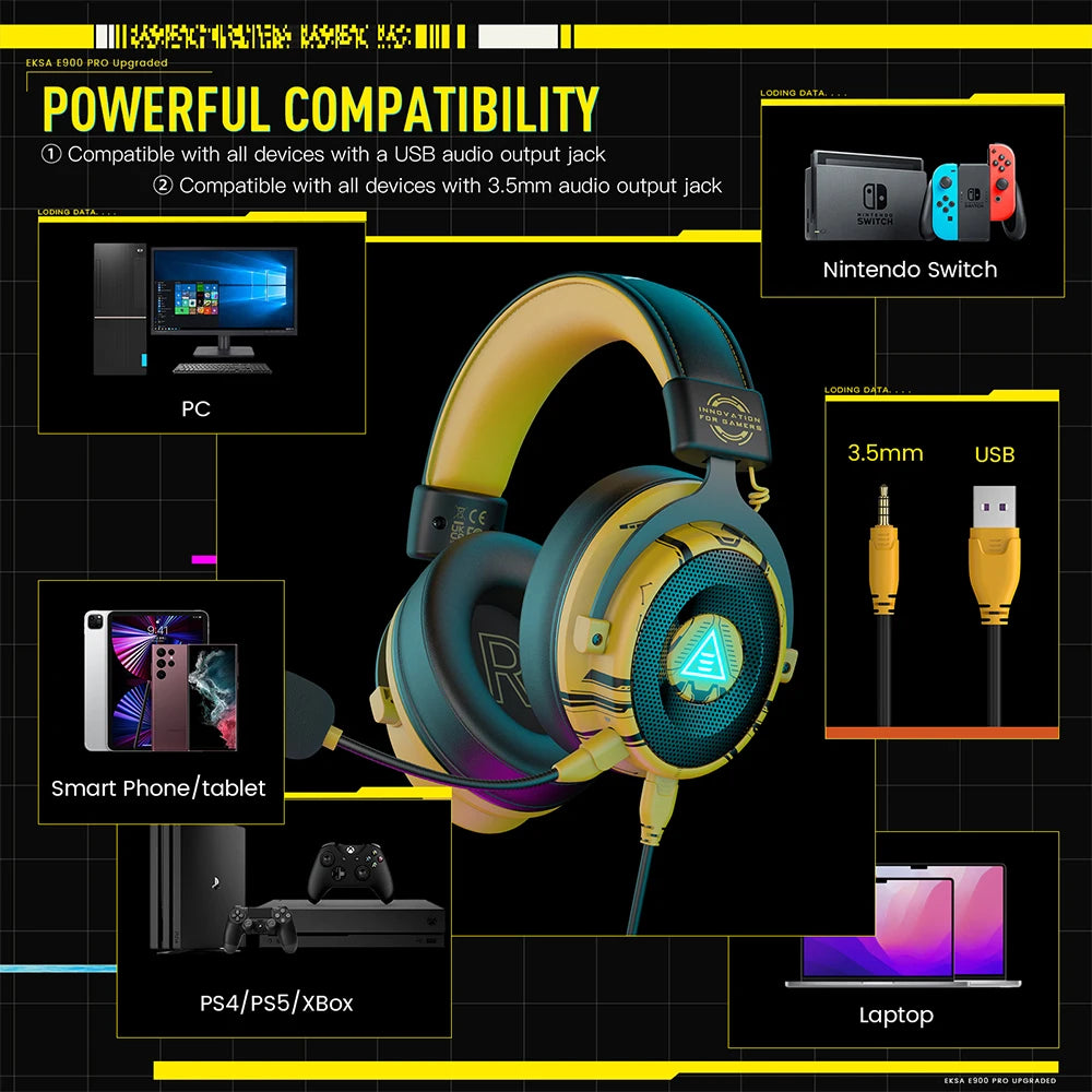 Gaming Headphones For PC/PS4/PS5/Xbox, 7.1 Surround Wired Headset Gamer