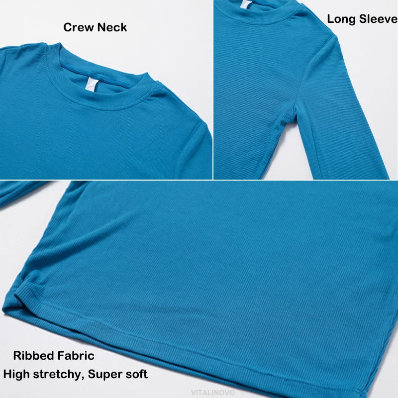 Basic Crop Tops Slim Fit Long Sleeve Workout