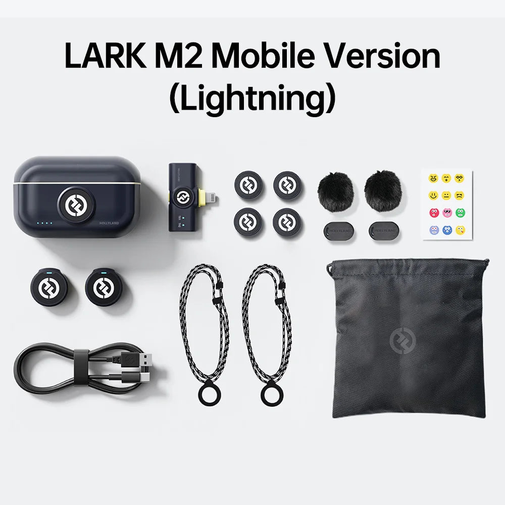 Hollyland Lark M2 Wireless Lavalier Microphone for iPhone Camera 300m Range Noise